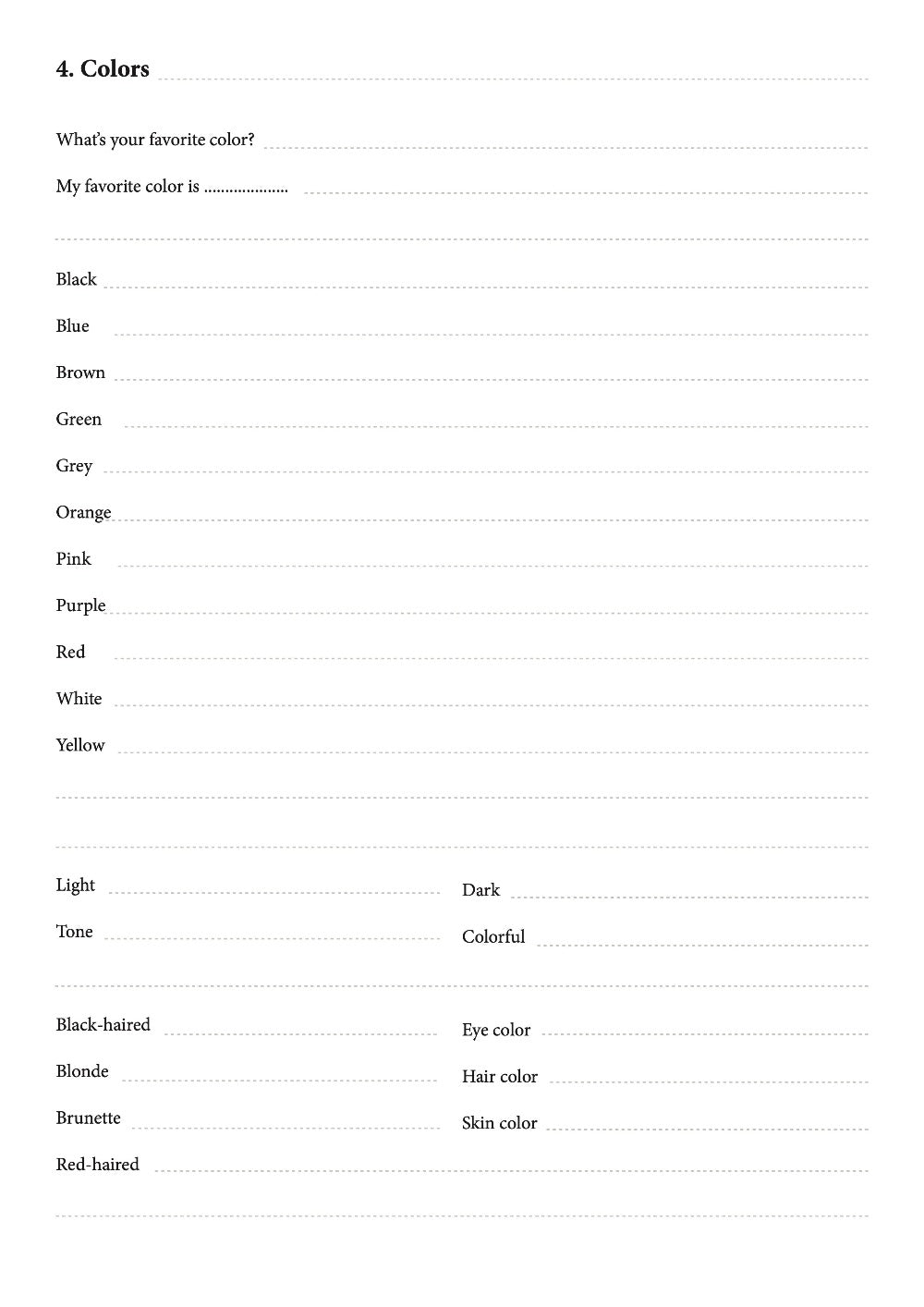 Surinamese Dutch language notebook chapter 4 colors